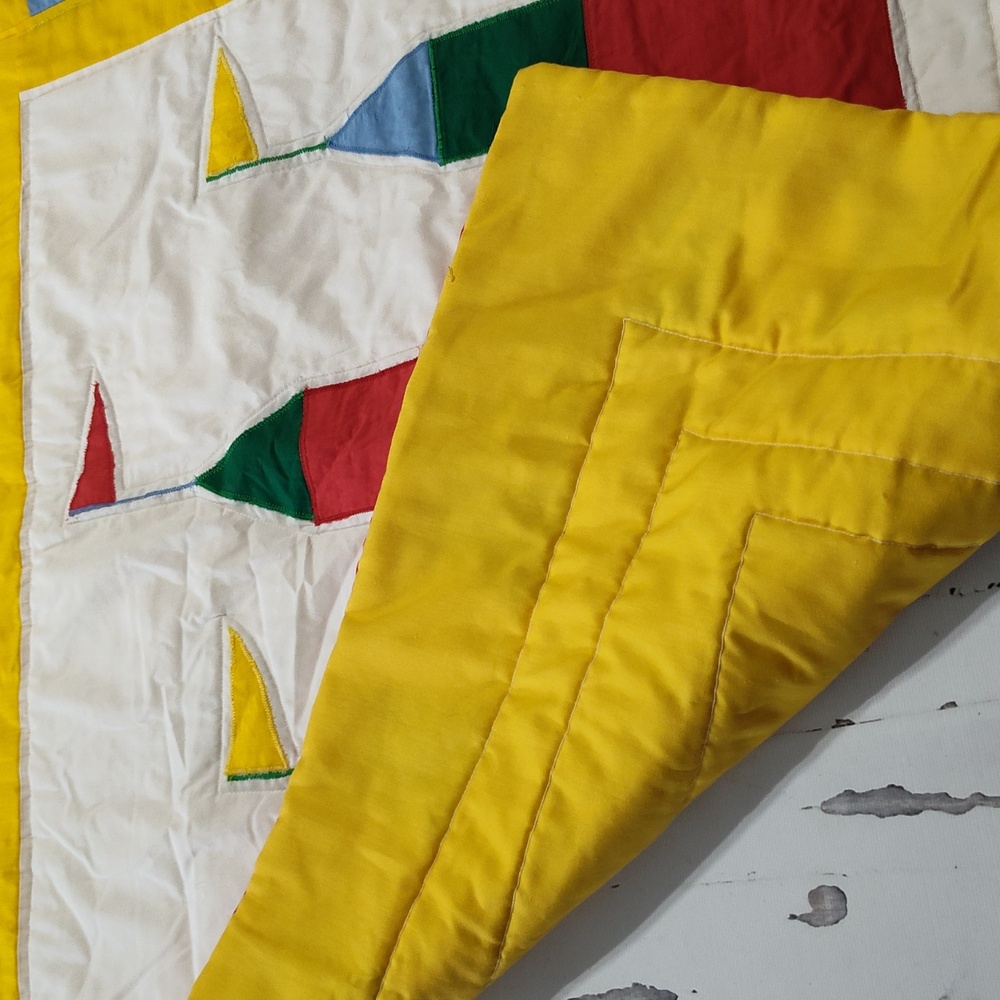 Vintage Colorful Castle Baby Quilt - Picture 2 of 4